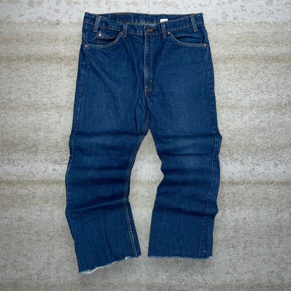 Vintage 90s Orange Tab Levis Jeans 517 38x30 Bootcut Flare Dark Wash Made in USA - Picture 2 of 5